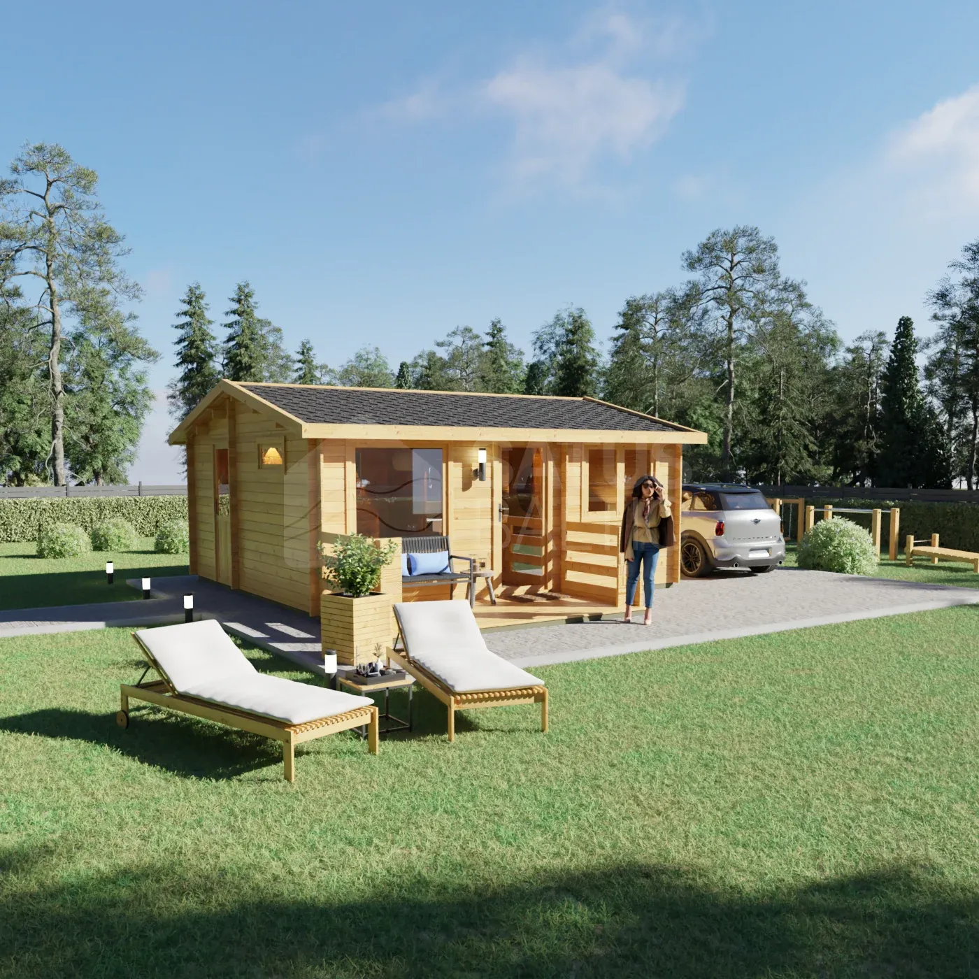 Arona 5.95×6.7 m – wooden cabin, 36.6 m², 3 rooms