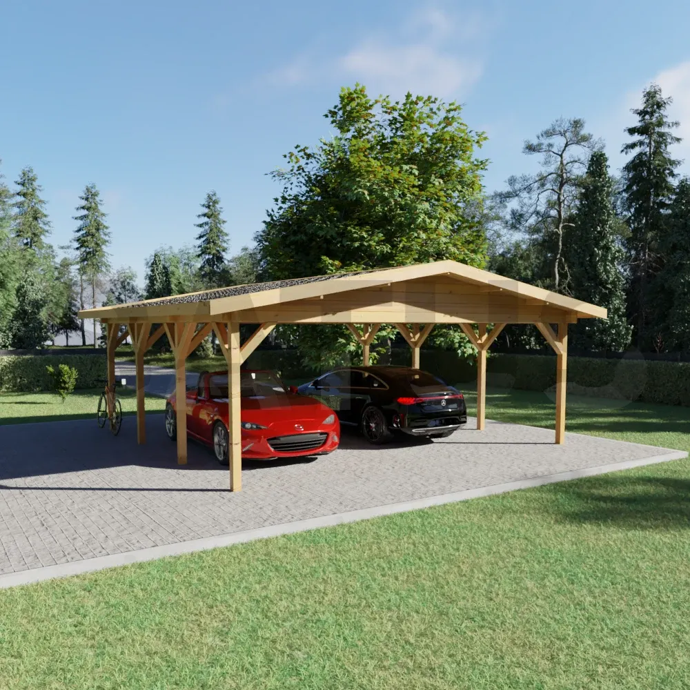 Carport 5.95×5.95 m – wooden carport, 35.4 m²