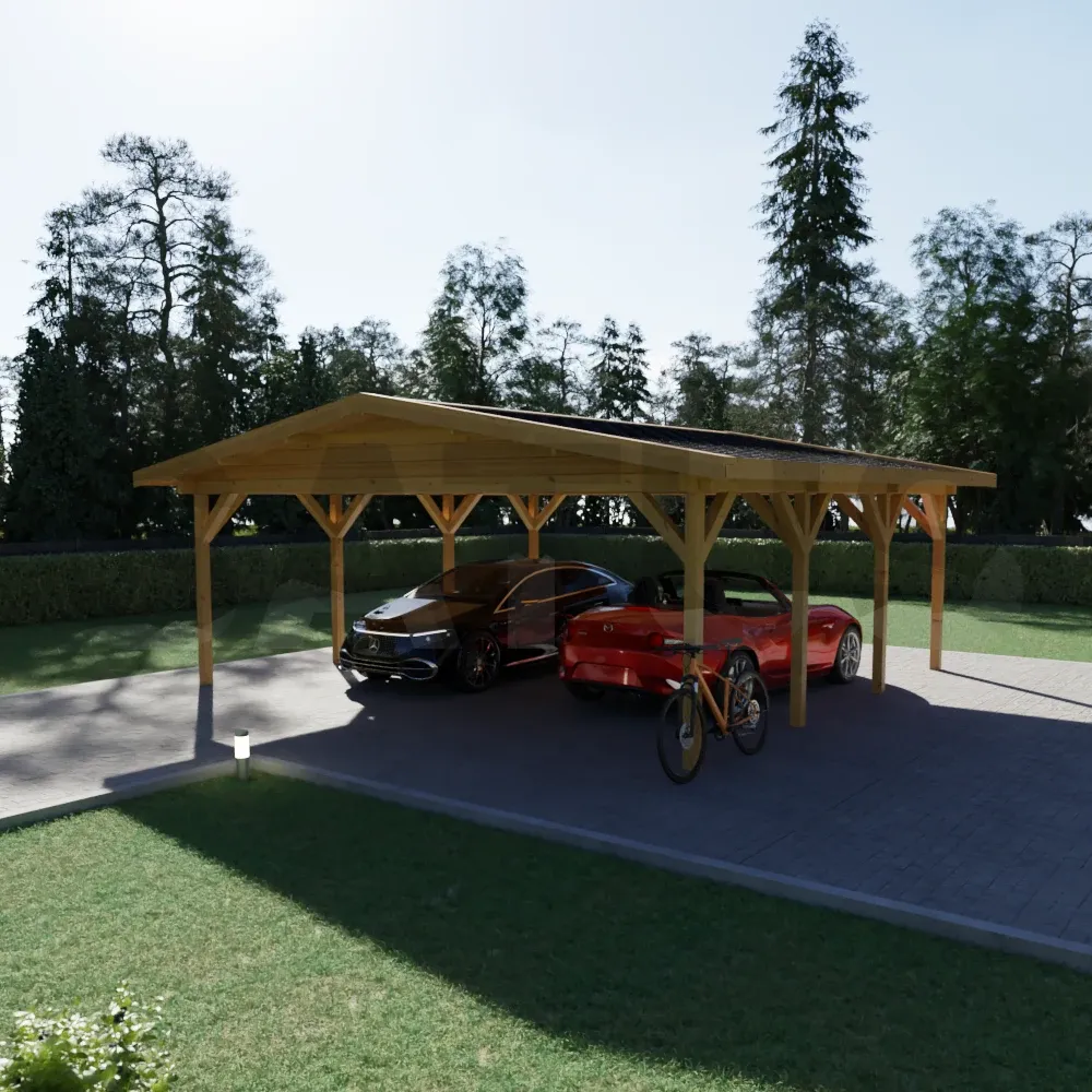 Carport 5.95×5.95 m – medinė stoginė automobiliui, 35.4 m² – nuotrauka 2