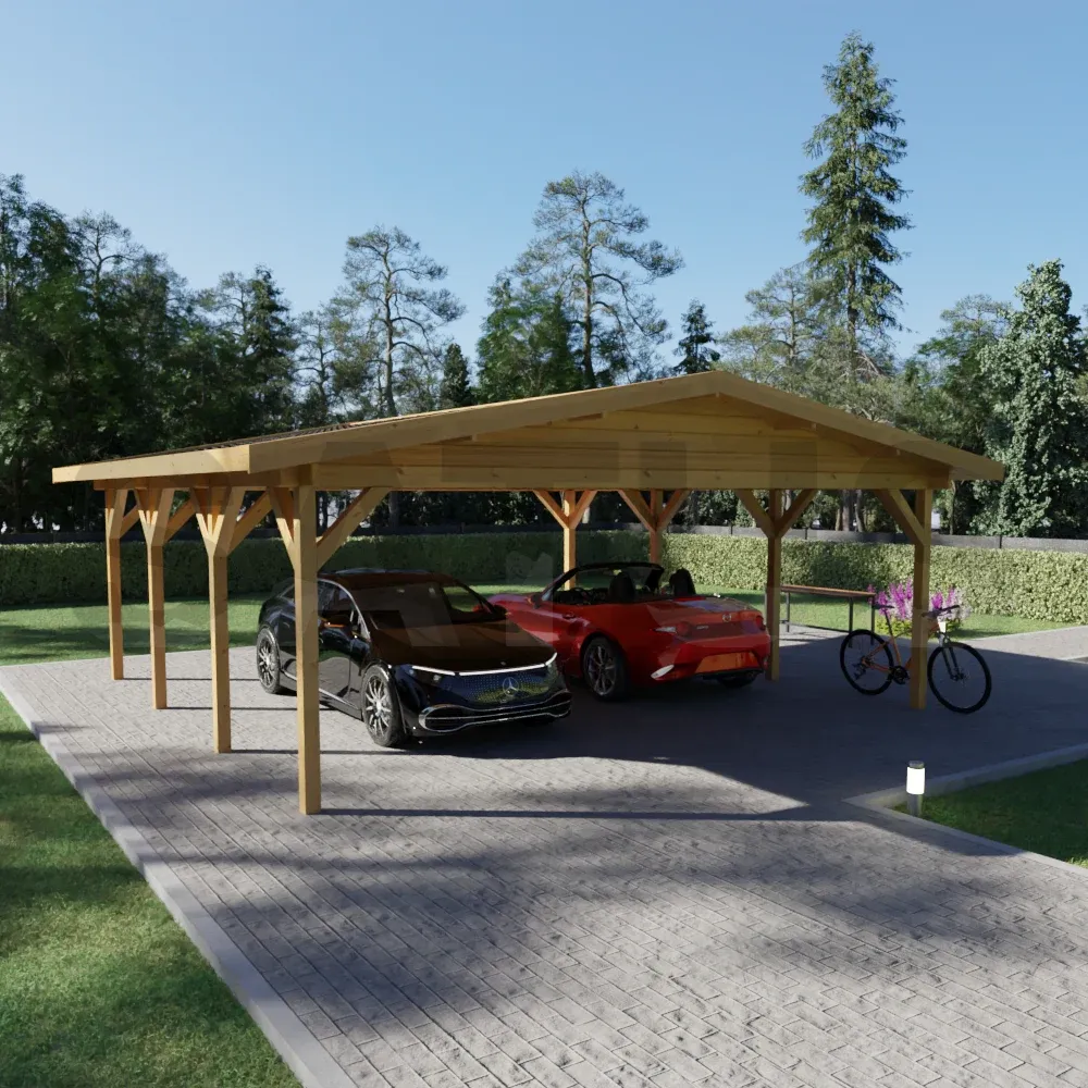 Carport 5.95×5.95 m – medinė stoginė automobiliui, 35.4 m² – nuotrauka 3