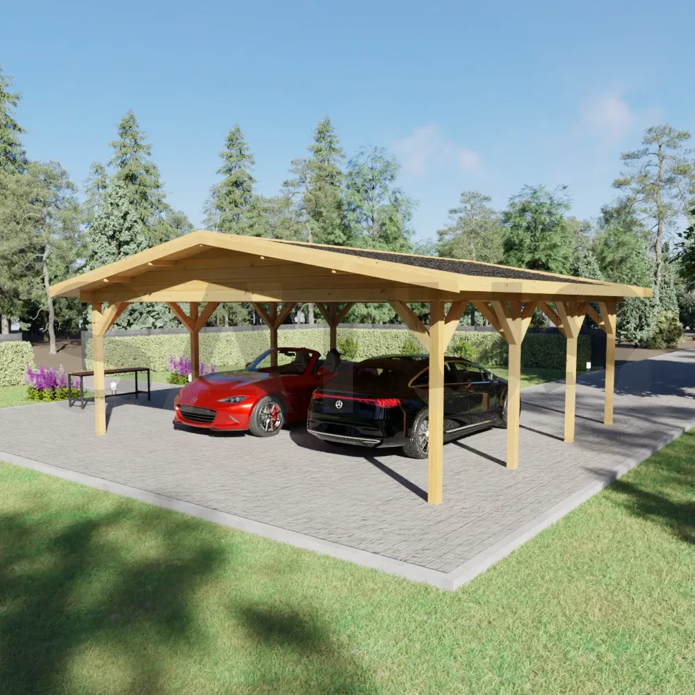 Carport 5.95×5.95 m – medinė stoginė automobiliui, 35.4 m² – nuotrauka 4