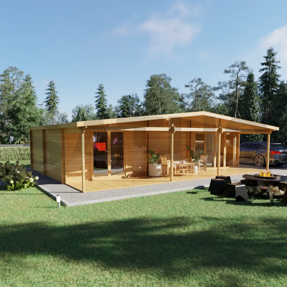 Coruna 10.5×7.95 m – wooden cabin, 83.4 m², 4 rooms