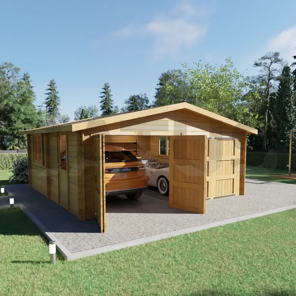 Garage double 5.95×5.95 m – wooden garage, 35.4 m²
