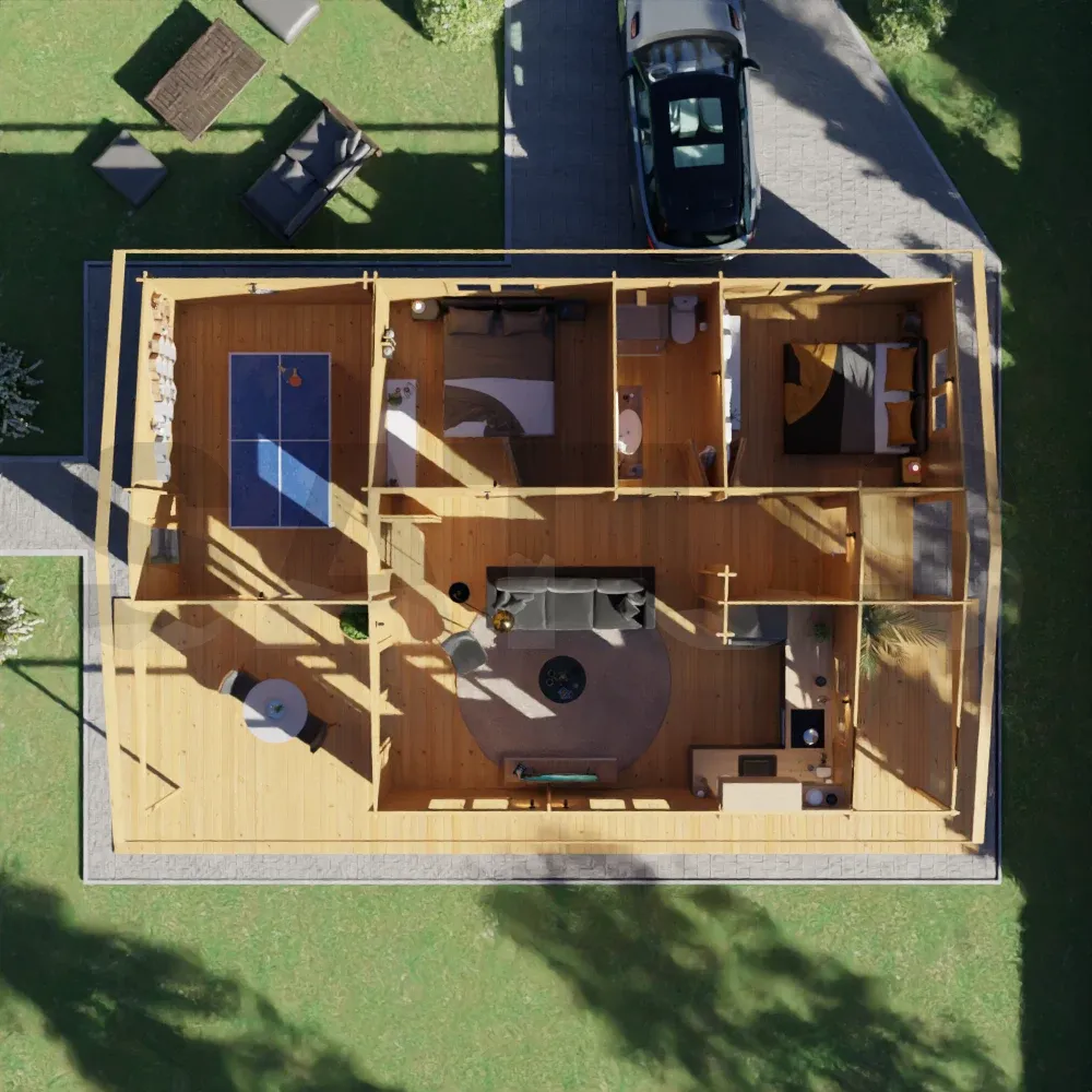 Granada 12×8 m – medinis namelis, 96 m², 5 patalpos – nuotrauka 5