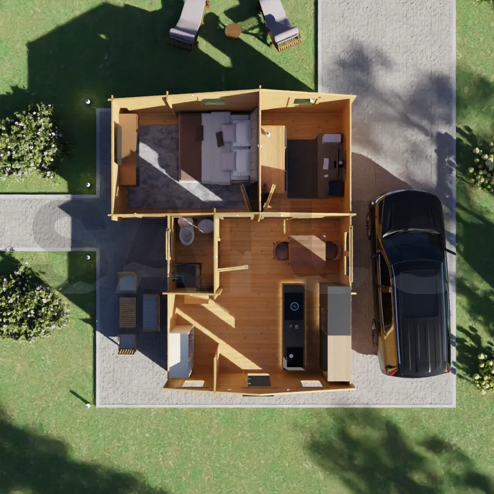 Ibiza 6.5×7.8 m – medinis namelis, 44 m², 4 patalpos – nuotrauka 5