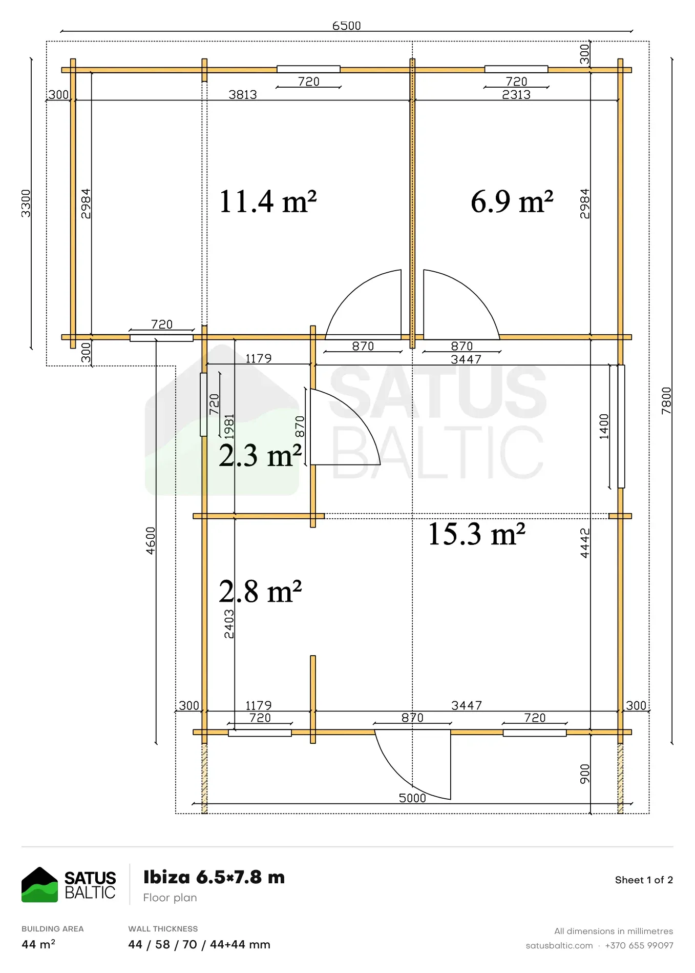 Ibiza 6.5×7.8 m – Product plans 1/2