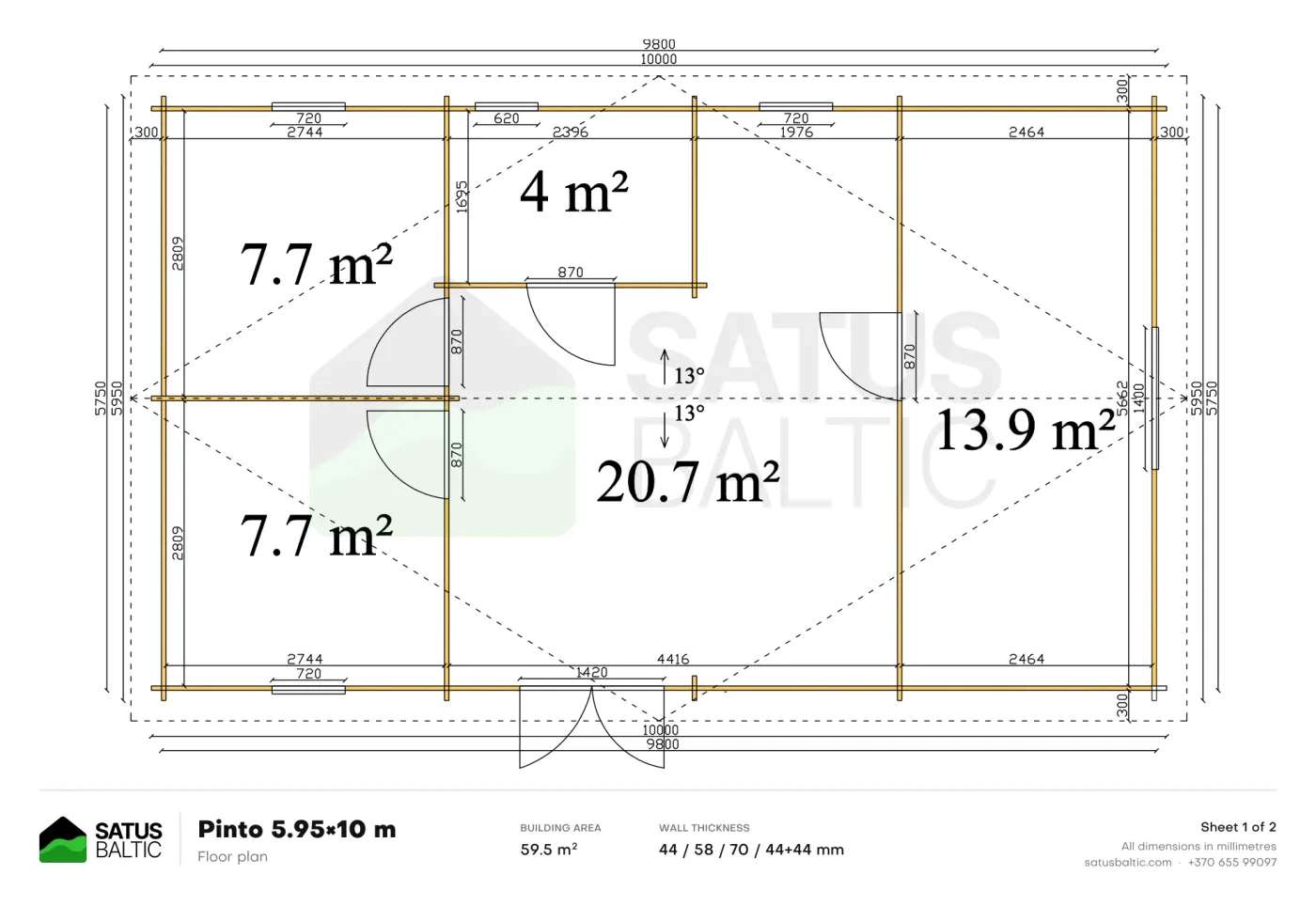 Pinto 5.95x10 m – Product plans 1/2