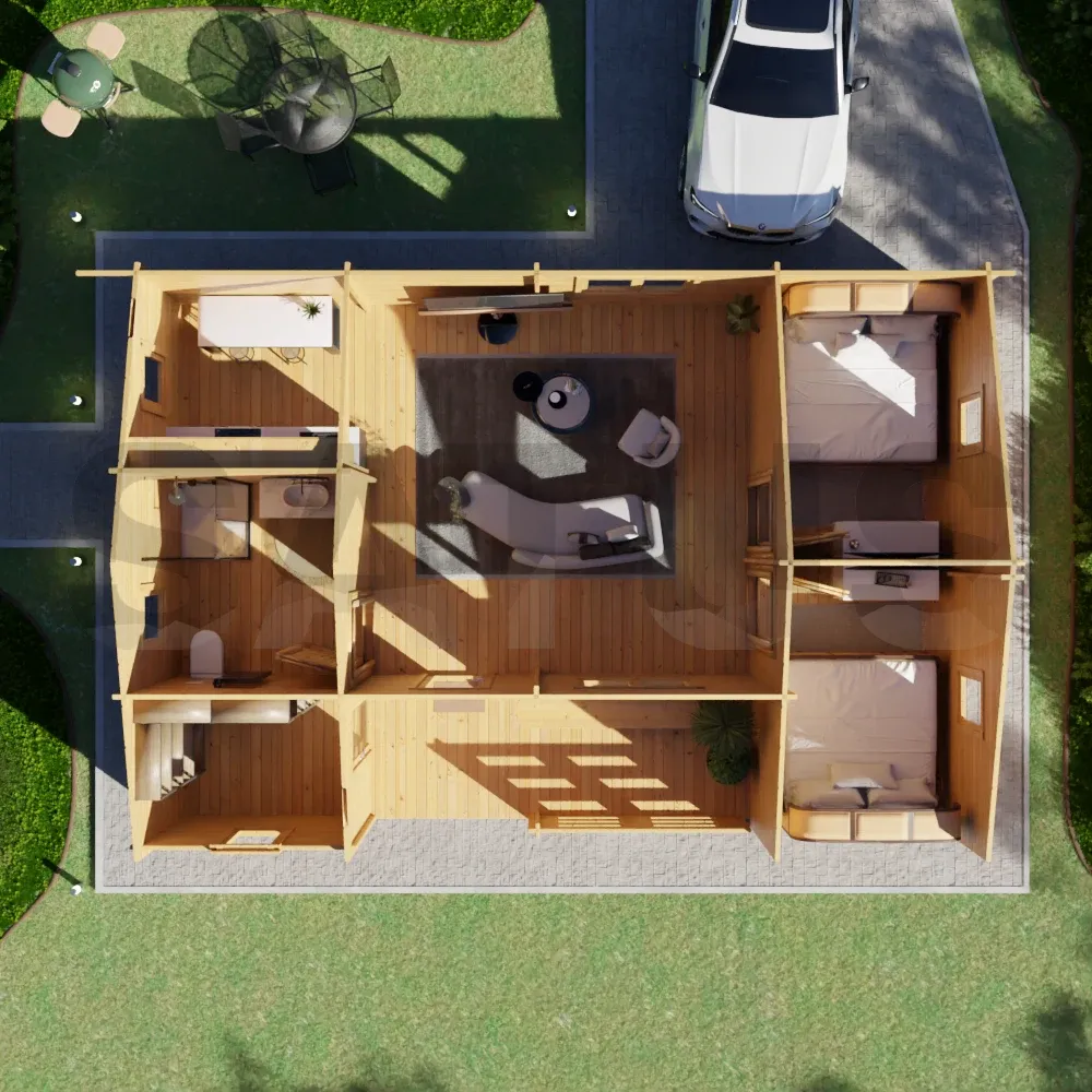 Roma 10.2×7 m – medinis namelis, 71.4 m², 5 patalpos – nuotrauka 5