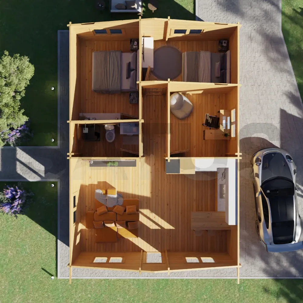 Seda 7.18×10.18 m – medinis namelis, 73 m², 5 patalpos – nuotrauka 5