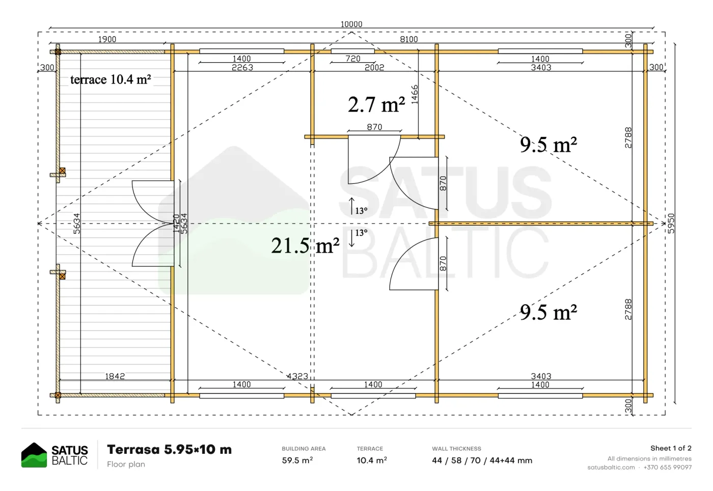 Terrasa 5.95×10 m – Product plans 1/2